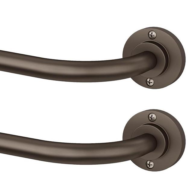 Hei!Dear 2 Pack Bronze Blackout Curtain Rod, Modern Adjustable 5/8 Inch Wrap Around Window Rod for 28-48 Inch Windows, Sleek Curved Design, Heavy Duty Decorative Curtain Rod for Bedroom or Living Room