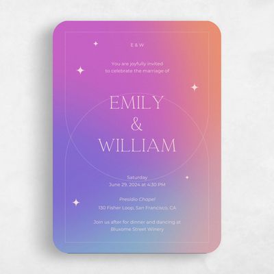 Purple Rounded Wedding Invitation - Kalia Classic