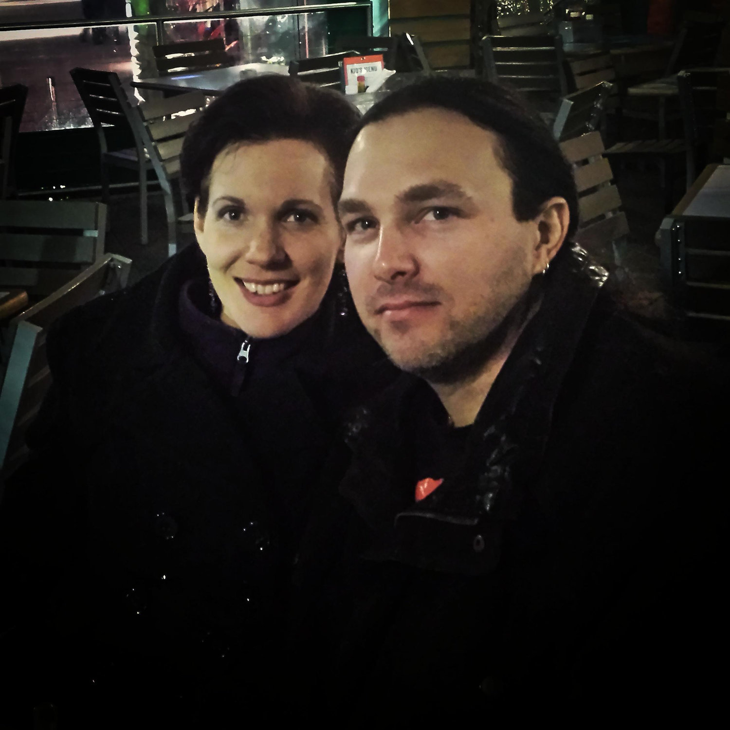 My birthday dinner with Chris. Our good friend Mari took this picture of us