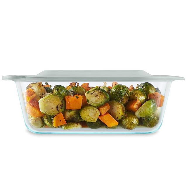 Pyrex Deep 8x8 Inch Glass Baking Dish with Plastic Lid, Rectangular Bakeware Set For Casserole Loaf Lasagna, BPA-Free Dishwasher Microwave Freezer Oven Safe