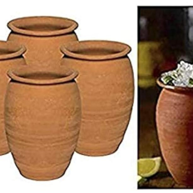 always quality Made in Mexico Authentic Mexican Cantaritos Jarritos de Barro for Hot or Cold Beverages Drinks Natural Clay Mugs Cups, Set of 4