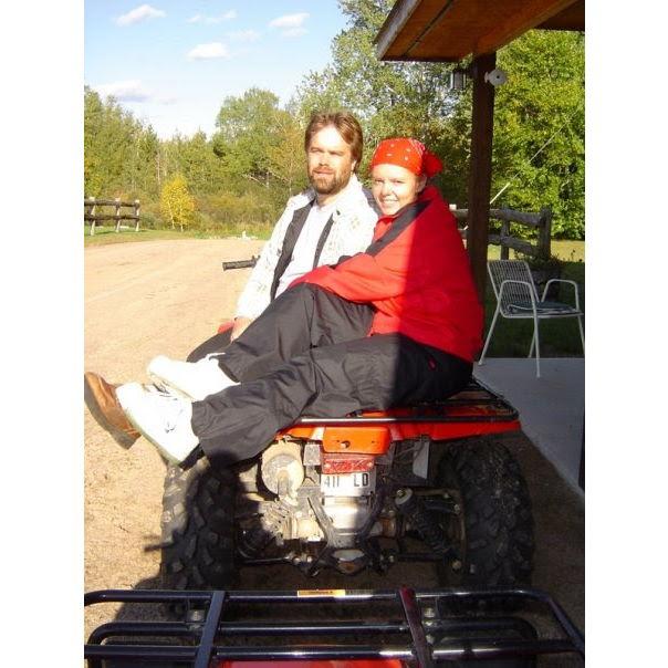 Four wheeling together up at Kevin & Linda's place in Pengilly, MN.