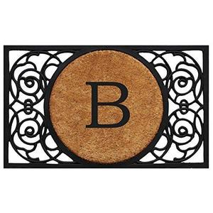 Home and More - Home & More 180031830B Armada Circle Doormat, 18" x 30" x 1", Monogrammed Letter B, Natural/Black