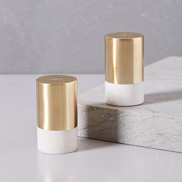 Marble & Brass Salt & Pepper Shaker Set