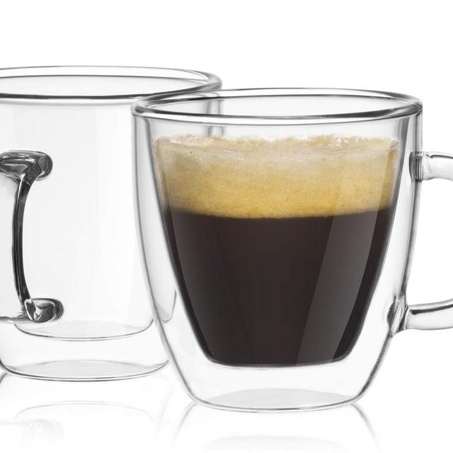 JoyJolt Savor Double Wall Insulated Glasses Espresso Mugs (Set of 2) - 5.4-Ounces