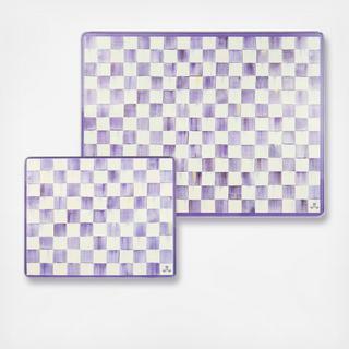 Violet Check 2-Piece Glass Cutting Board Set