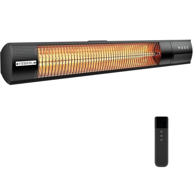 YESERLl Electric Patio Heater with Remote Control- 1500w Outdoor Heater Fast Heating with 3 Power Setting, Wall Mounted Carbon Infrared Heater Quiet - IP65 Waterproof and 24H Timer for Snow Outdoor