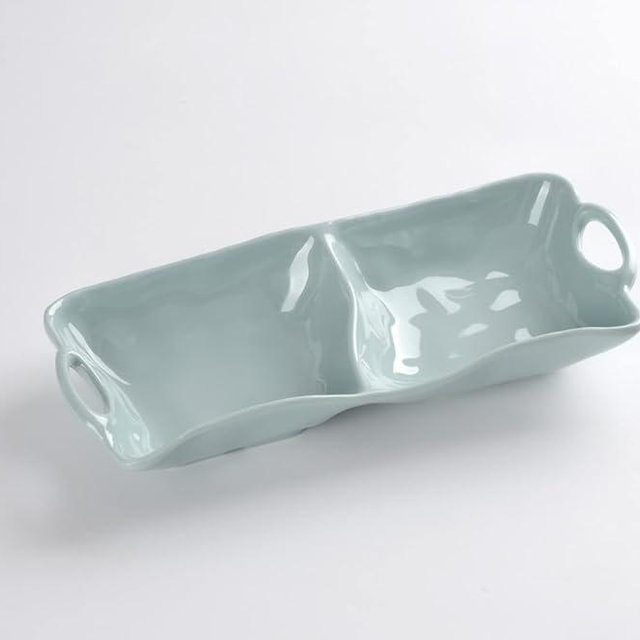 Pampa Bay Shatterproof Melamine 2 Section Server, 12.5 x 5.5 Inch, Food, Freezer, Dishwasher Safe, Aqua