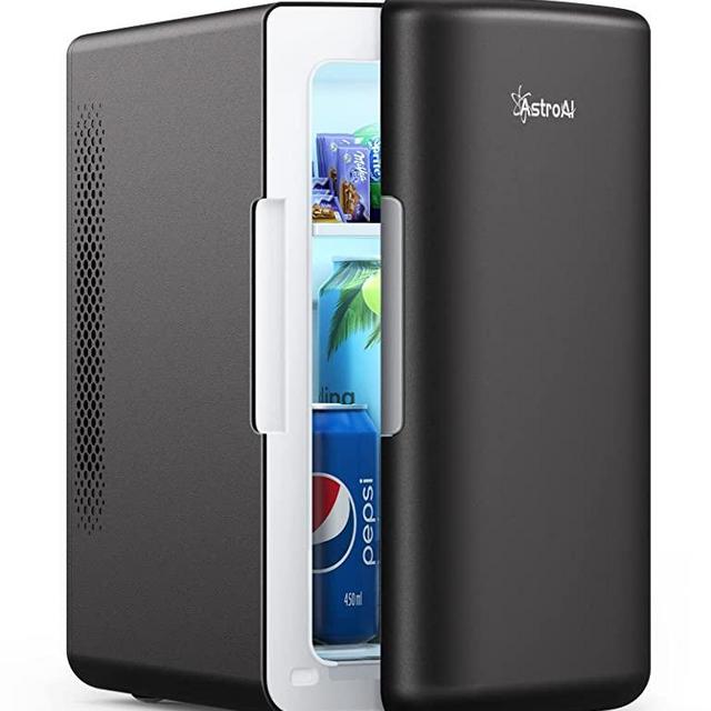 AstroAI Mini Fridge 2.0, 6 Liter/8 Cans Skincare Fridge 110V AC/ 12V DC Portable Thermoelectric Cooler and Warmer Refrigerators for Bedroom, Beverage, Cosmetics (Black)