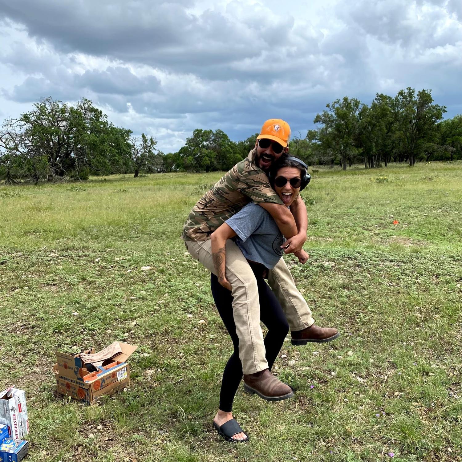 At Candi's fam ranch shooting skeet with the Tech fam