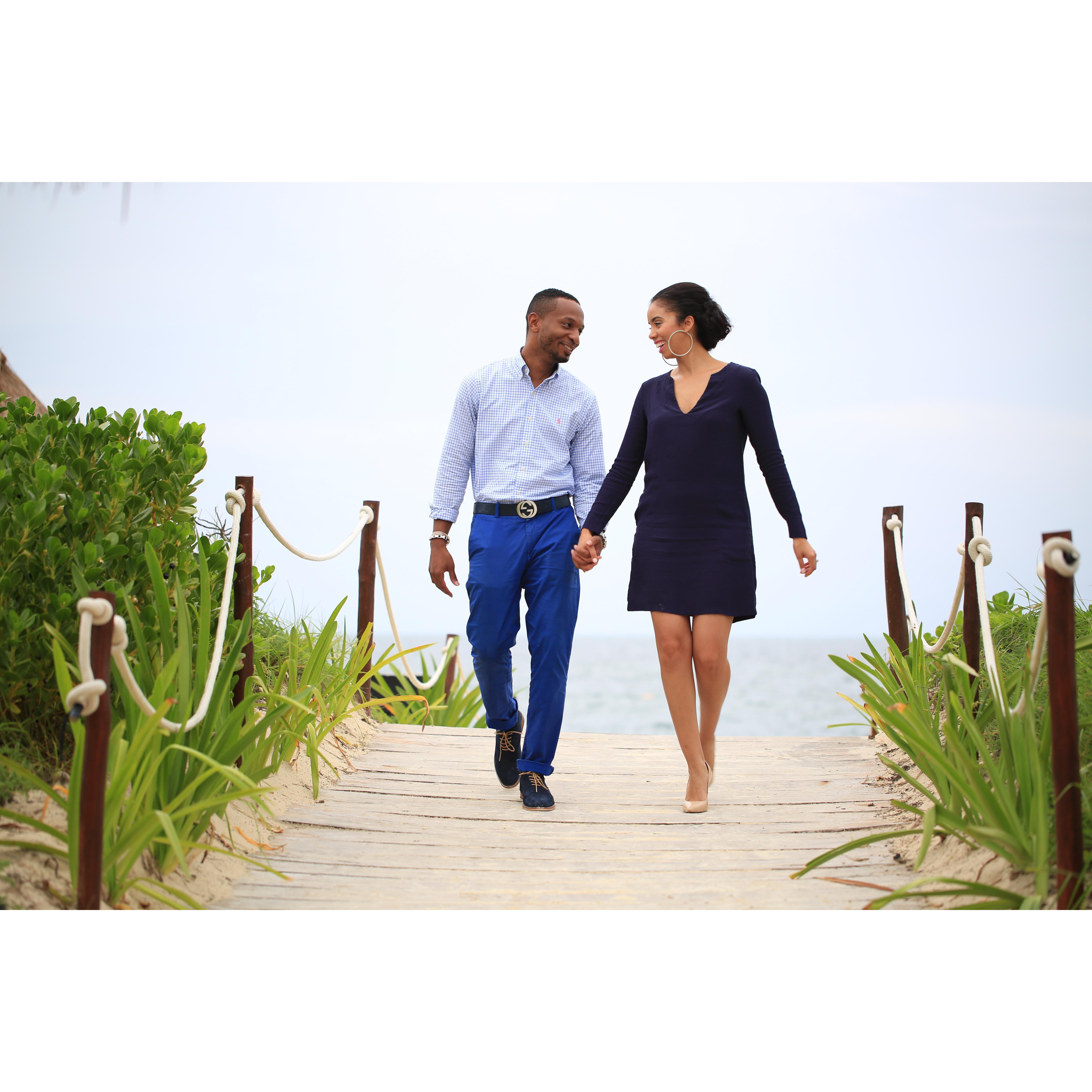 Walking the land and the beach of the Finest Playa Mujeres.