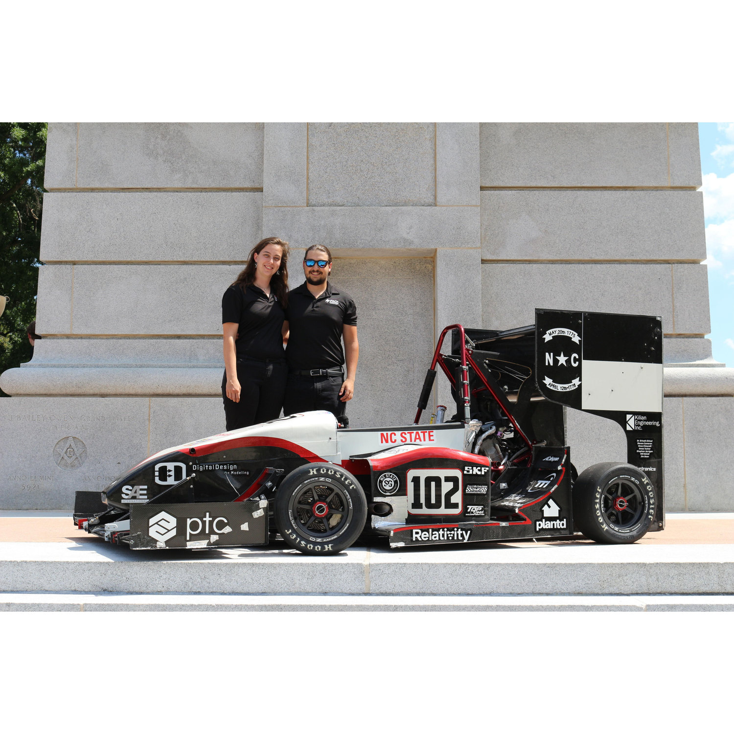 Pictures at the NCSU Bell Tower with the FSAE car and club that brought us together.