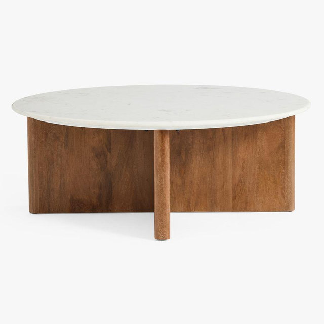 Cayman Large Round Marble Coffee, Antique Umber