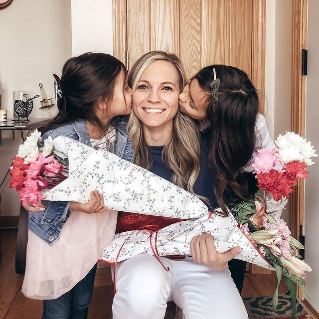 Our first Valentine's Day. Mason got us all flowers!