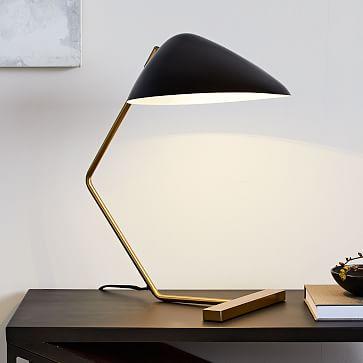 West Elm Curvilinear Mid-Century Table Lamp, Black/Brass