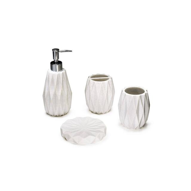 4pc Poliresine Bathroom Set White - KRALIX