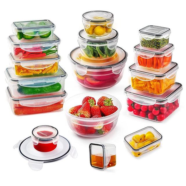32 PCS Food Storage Containers with Airtight Lids, BPA-Free Stackable Pantry Organization and Storage, Tupperware Sets for Kitchen Organization, Lunch Containers -Leak Proof, Freezer & Microwave Safe