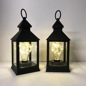 Black Carriage Light / Lantern - Battery Operated, 8 Sub Minatuure LED's (40+ Hours)