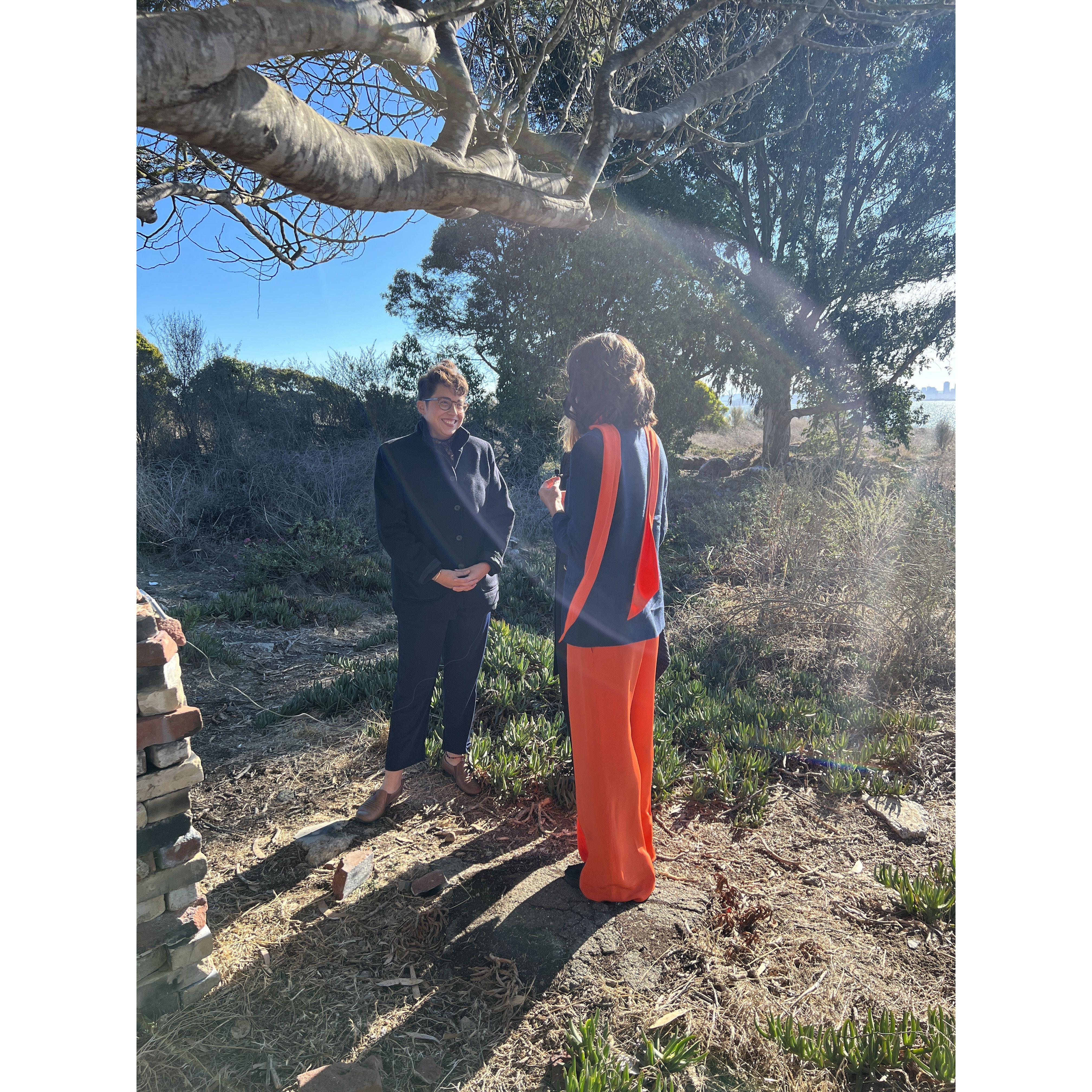 From our tiny wedding in 2022 -- Albany Bulb, CA where we had our first date