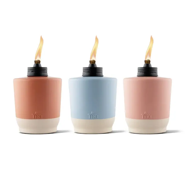 TIKI 3pk Sunset Sands Tabletop Torch Glass