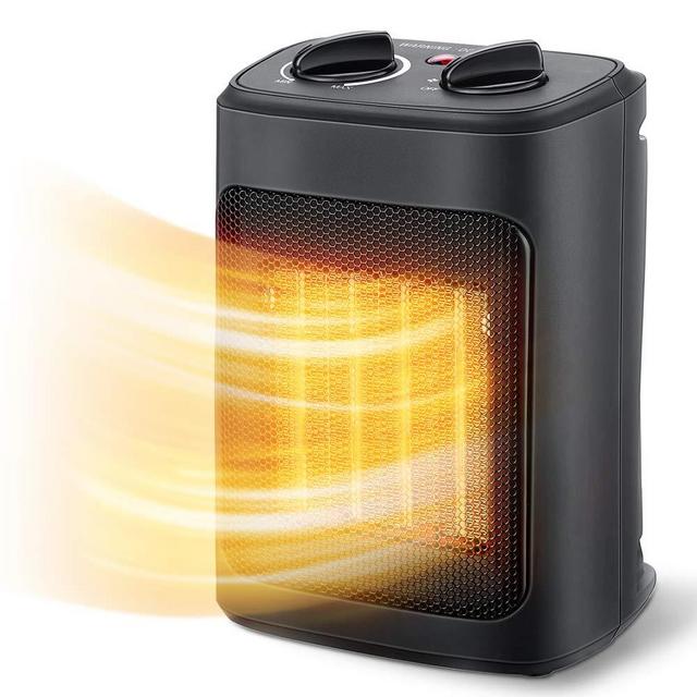 Aikoper Space Heater, 1500W Electric Heaters Indoor Portable with Thermostat, PTC Fast Heating Ceramic Room Small Heater with Heating and Fan Modes for Bedroom, Office and Indoor Use