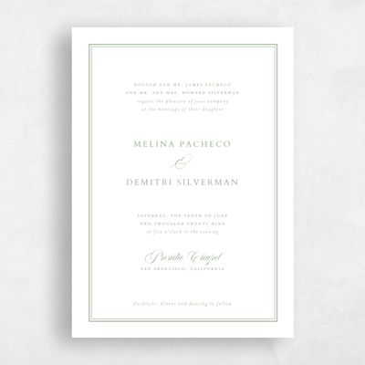 Sage, Green Wedding Invitation - Newport Portrait Letterpress