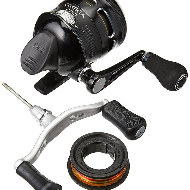 Zebco Omega Pro Spincast Fishing Reel, Dual Ceramic Pick-up Pins, Solid-Brass Pinion Gear, GlideLine ll Line Retrieval System, Pre-Spooled, Black