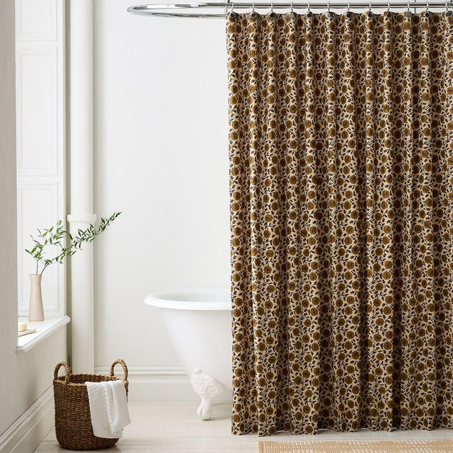 Laney Floral Shower Curtain, 72" x74", Honey