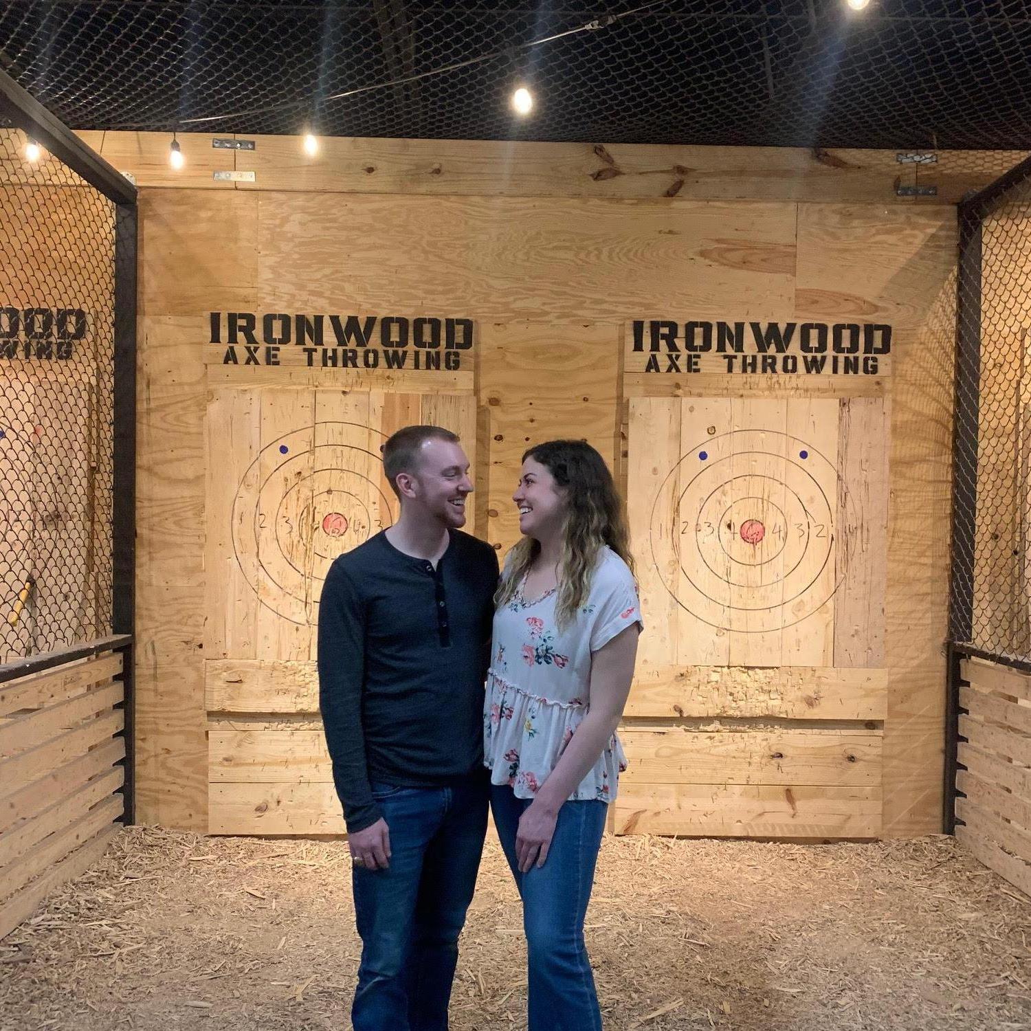 Mackenzie surprised me with axe throwing with our close friends for my birthday last year. I hate to admit it, but she was the better axe thrower...