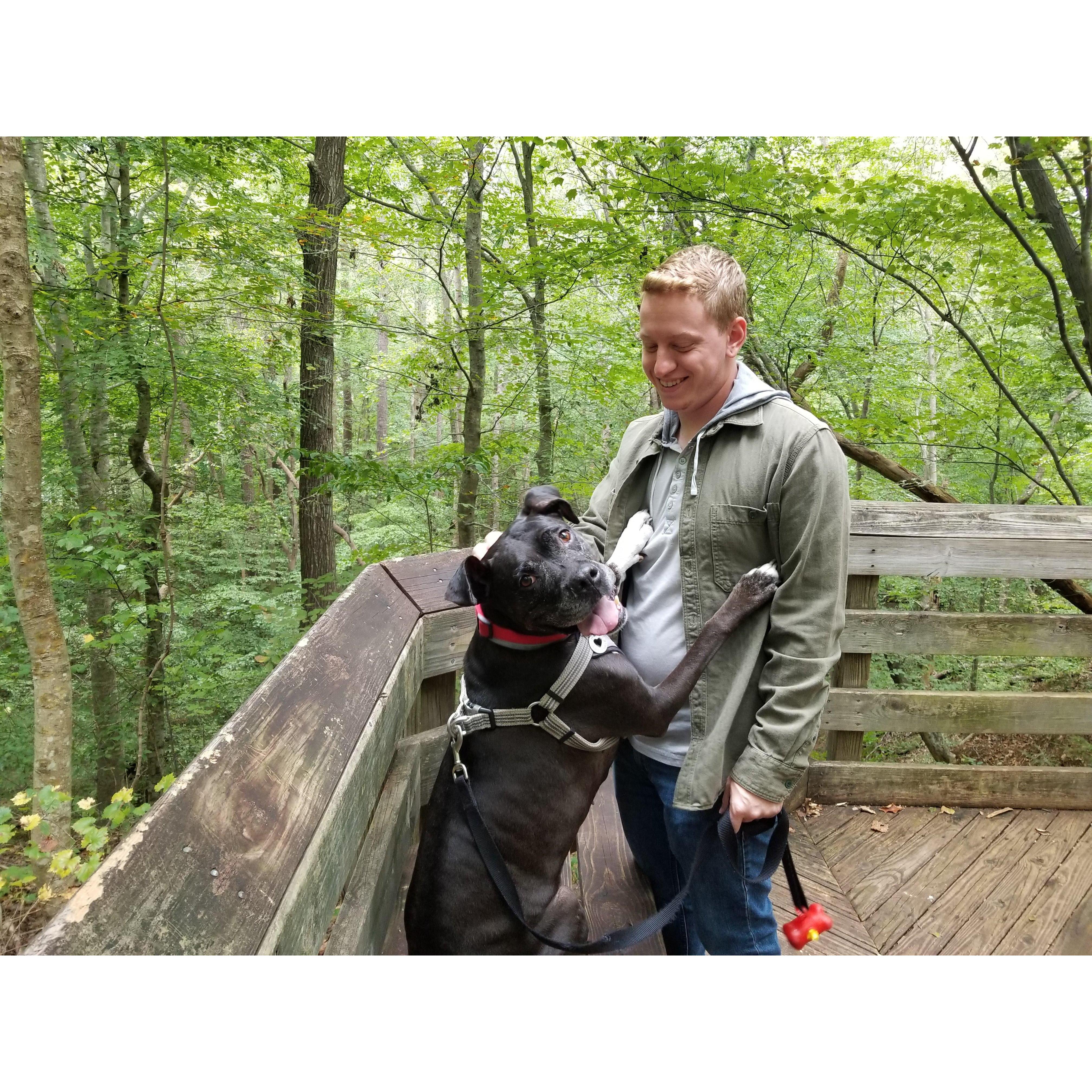 There are so many new trails to take Rosa to in Raleigh! This was taken at Hemlock Bluffs