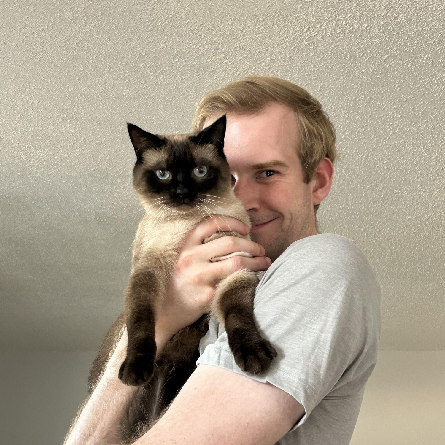 Colin with our cat, Willow!