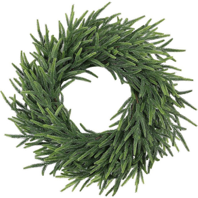 MDSTBN 24 Inch Pine Wreath Christmas Wreaths for Front Door, Real Touch Pine Wreath Large Artificial Green Wreaths for Walls Windows Porches Farmhouse Indoor Outdoor Home Decor