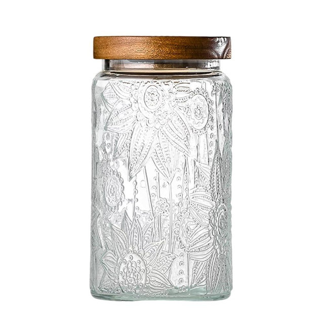 Adodeen 32oz Vintage Glass Jar With Lid, Glass Storage Containers, Airtight Kitchen Storage Containers For Sugar, Coffee, Tea, Spice, Flour, Candy Cookie, Pasta, Cereal, Cute Decorative Jars