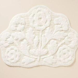 Eudora Floral Cotton Bath Mat - Color: Ivory