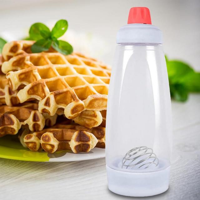 UZOU Pancake Batter Dispenser, Pancake Mix Dispenser with Whisk Ball and Stand Base, Pancake Batter Mixer with BlenderBall for Pancakes, Crepes, Waffle, Muffins, Qatayef, Cupcakes Baking & Cooking