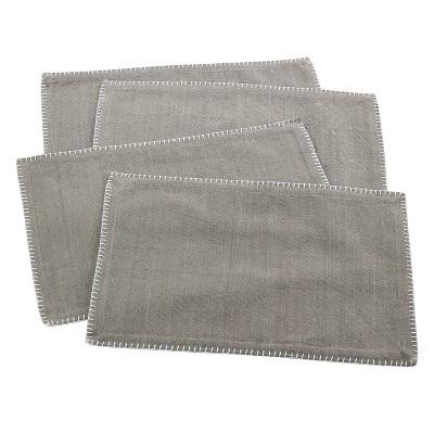 4pk Gray Celena Whip Stitched Design Placemat 13"x19" - Saro Lifestyle®