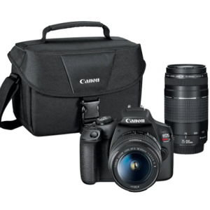 Canon - EOS Rebel T7 DSLR Video Two Lens Kit with EF-S 18-55mm and EF 75-300mm Lenses - Black