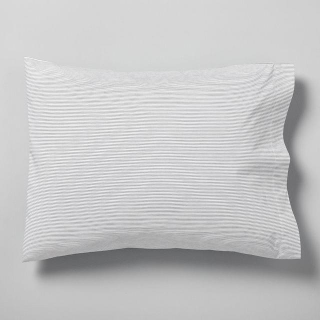 Organic Washed Cotton Double Stripe Standard Pilllowcase, Set of 2, Slate
