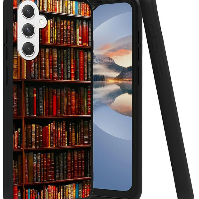 HEAKIERG for Samsung Galaxy A35 5G 6.6" Soft TPU Phone Cover, Hybrid Shockproof Drop Protection Mobile Phone Case Accessories for Men Women, Vintage Library Books