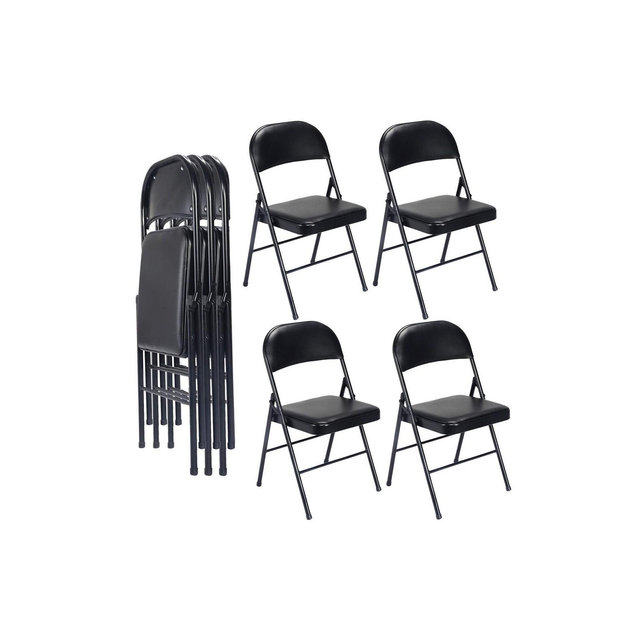 SUGIFT Folding Chair with Foam Seat , Black