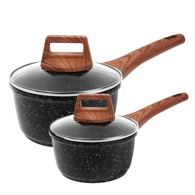 ESLITE LIFE 1.5QT & 2.5QT Sauce Pan Set with Lid Nonstick Small Soup Pot, Compatible with All Stovetops (Gas, Electric & Induction), PFOA Free, 4-Piece