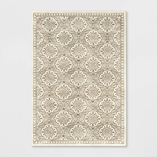 7'x10' Kenbridge Persian Border Tile Print Mushroom Rug Beige - Threshold™