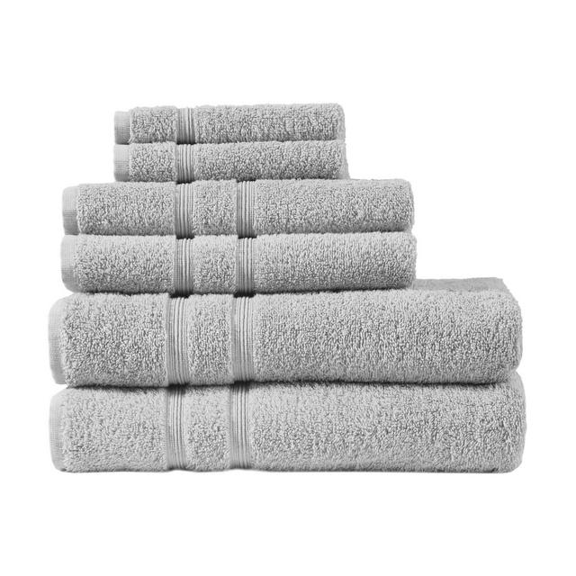 6pc Aegean 100% Turkish Cotton Bath Towel Set Gray