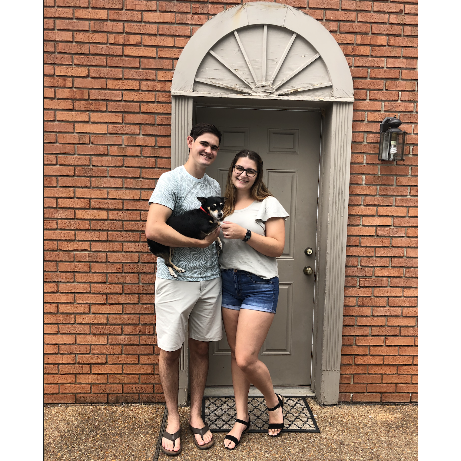 The first photo of us with Susie in front of our Cookeville apartment.