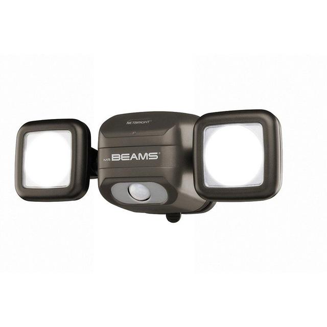 Mr. Beams MBN3000 Netbright 500 Lumen High Performance Wireless Battery Powered Motion Sensing LED Dual Head Security Spotlight, Black