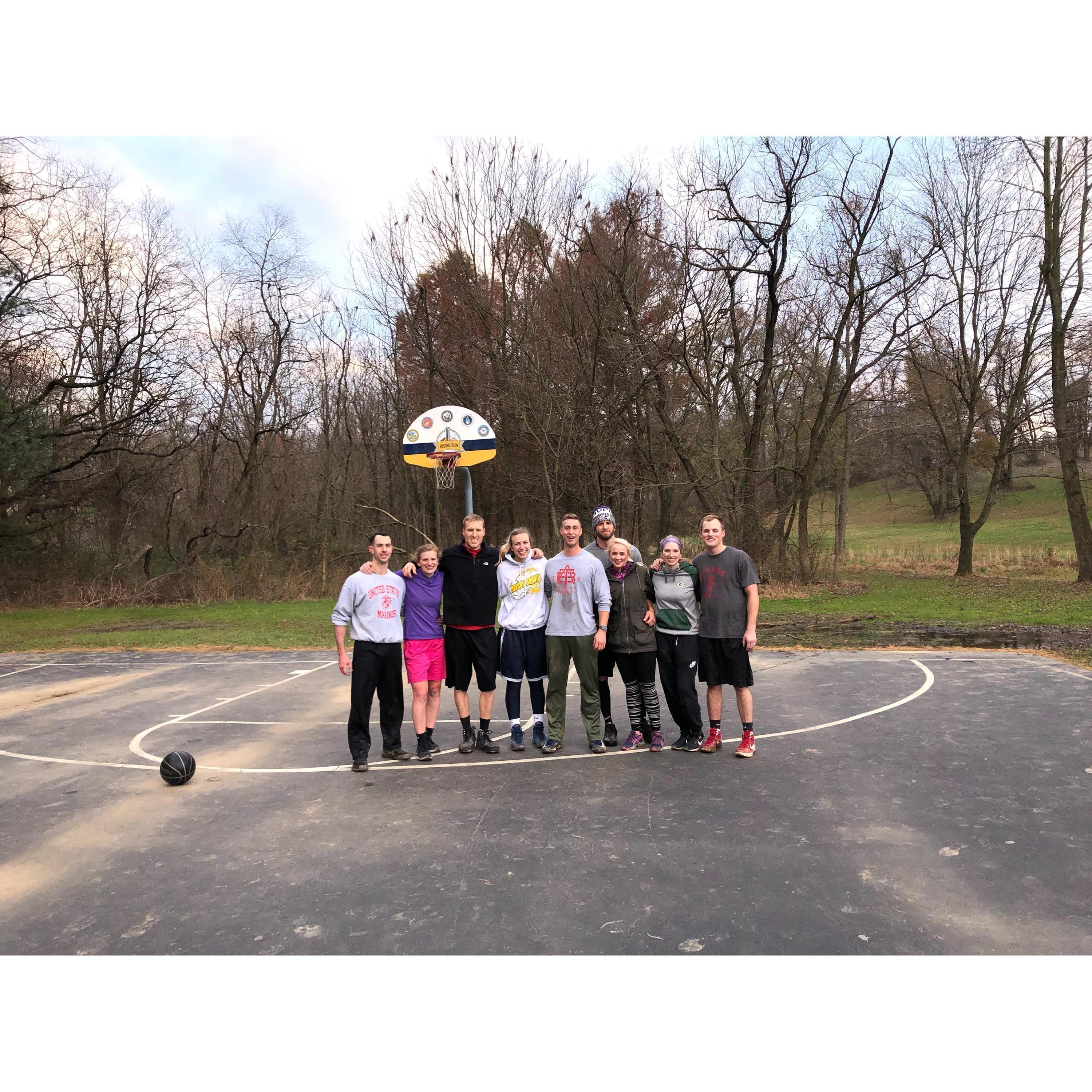 Hunter blended right in with Emily's family at their annual Thanksgiving pick-up game.