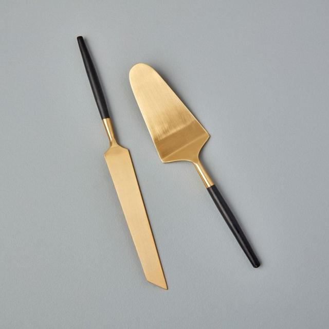 Black & Gold Cake Knife Set