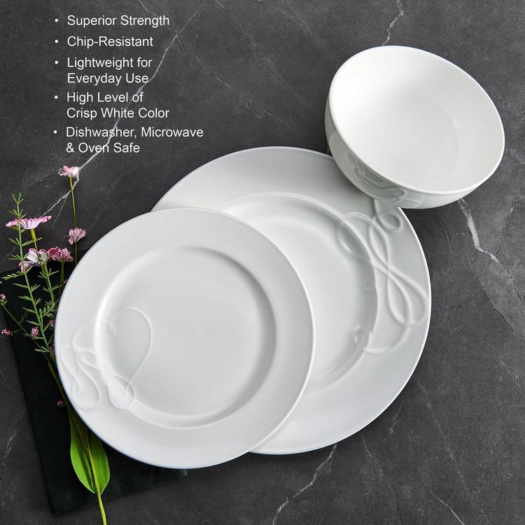 Mikasa, Embossed Love Story 18-Piece Dinnerware Set, Service for 6