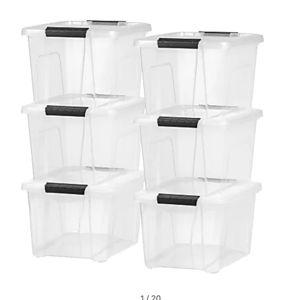 Iris USA Buckled Boxes 20.5 Qt 19 116 L x 15 316 W x 9 14 H Clear Set Of 6 Boxes - Office Depot