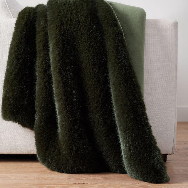 Faux Fur Mink Throw, Sycamore, 50" x 60"